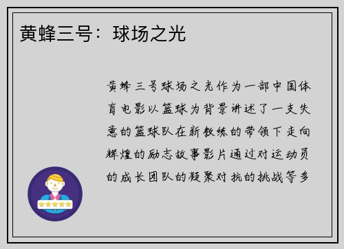 黄蜂三号：球场之光