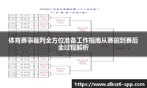 体育赛事裁判全方位准备工作指南从赛前到赛后全过程解析